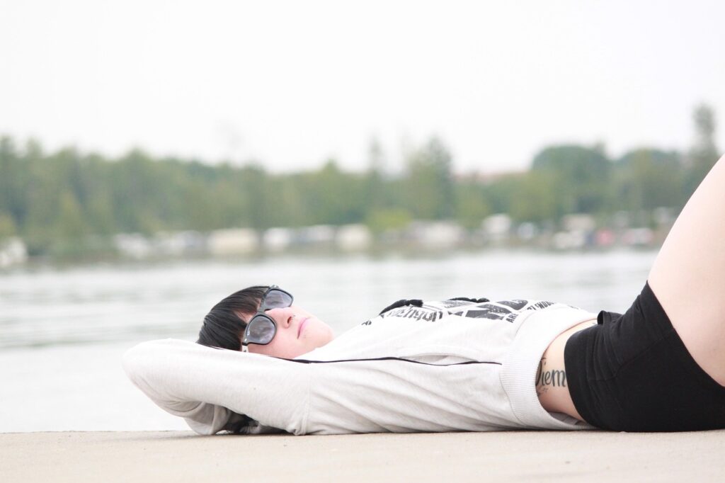 Sleep 001 girl, woman, person, lie, relax, relaxation, dreams, recover, sleep, tattooed, face, glasses